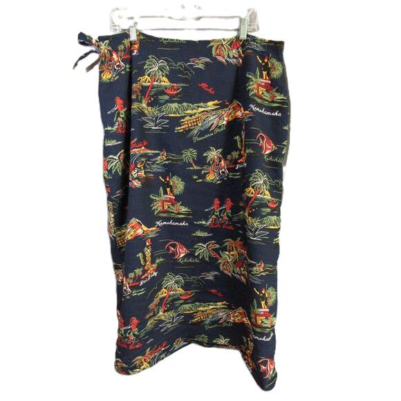 Hilo Hattie Hawaiian Wrap Skirt Womens XL Blue Original Vintage - Picture 8 of 8